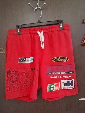 Billionaire Boys Club Red Racing Team Patch Graphic Men's Shorts